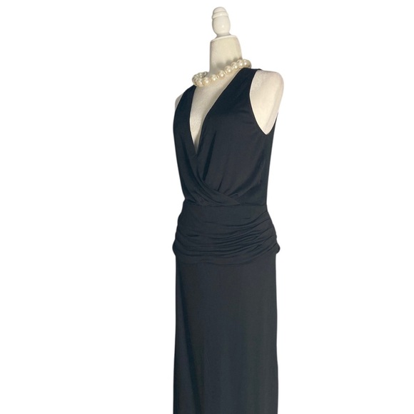 Paula Hermanny Black Maxi Dress NWT Evening Gown with Deep V Neck Open Back - Picture 7 of 11
